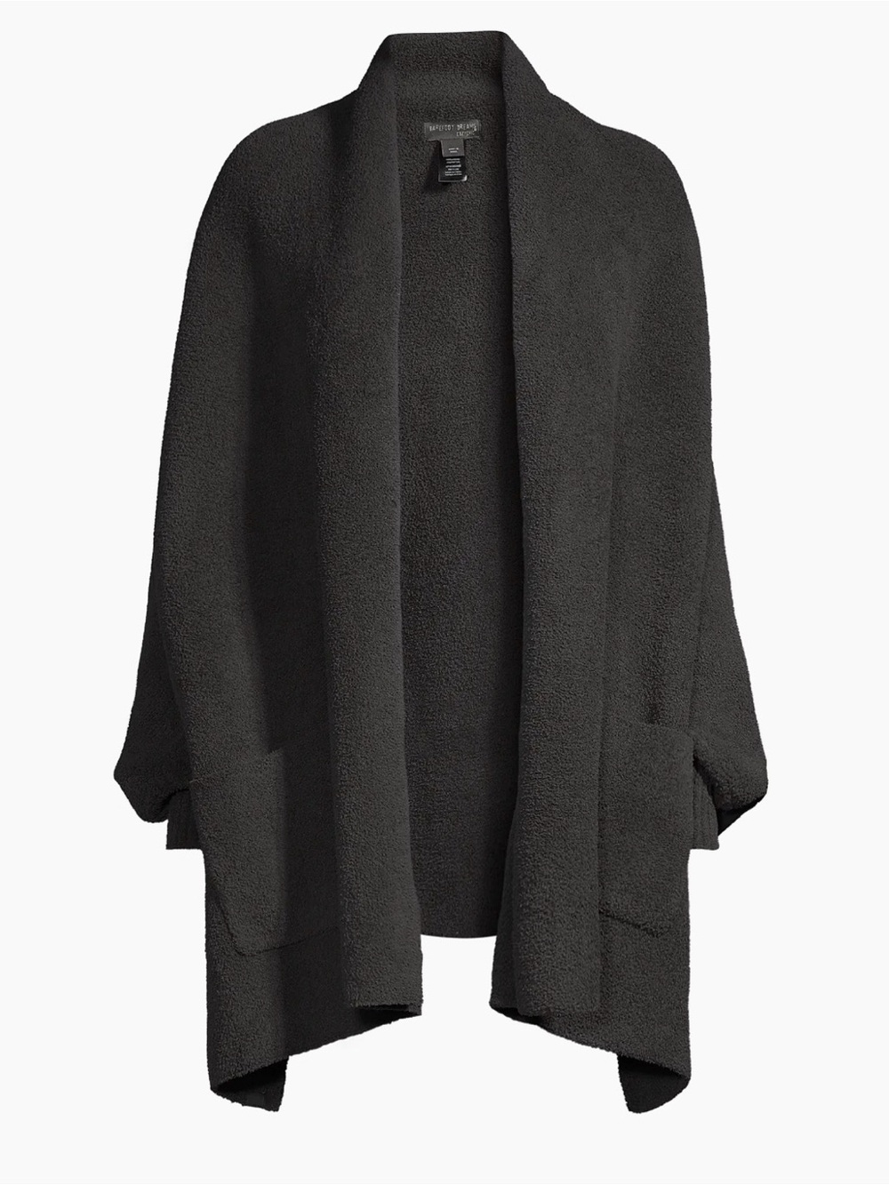 Barefoot Dreams Cozy Open-Front Black Bouclé Sweater Cardigan XXS/XS